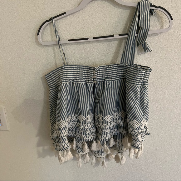 Embroidered striped tassel tank top - Picture 5 of 7